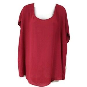 Torrid Plus Size 2 Hot Pink Fuchsia Top - Semi Sheer Cage Back Short Sleeve